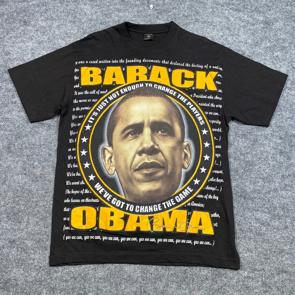 Allied Barack Obama Yes We Can Campaign Graphic T-Shirt Mens Large Black